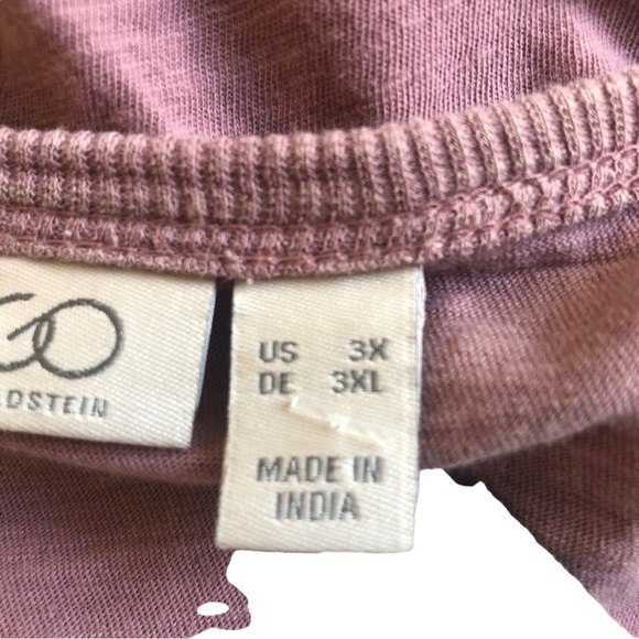 LOGO Lori Goldstein Cotton Tee Women 3X Mauve VNeck Pockets 3/4 Sleeves - Picture 11 of 12